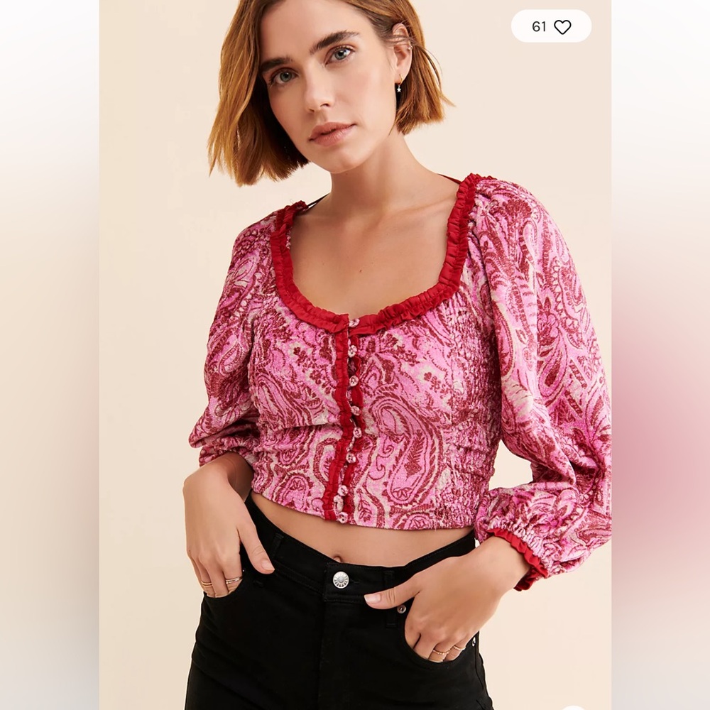 Free People Dare Me Velvet Blouse